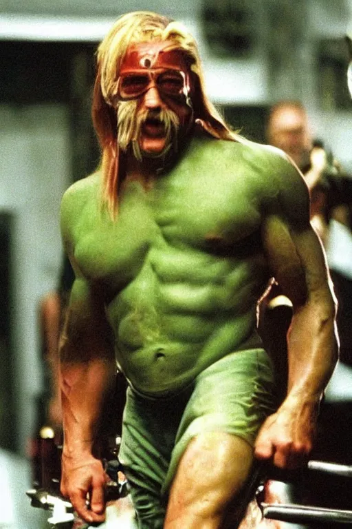 Prompt: Hulk Hogan the main actor of the film Matrix 1999 4k,