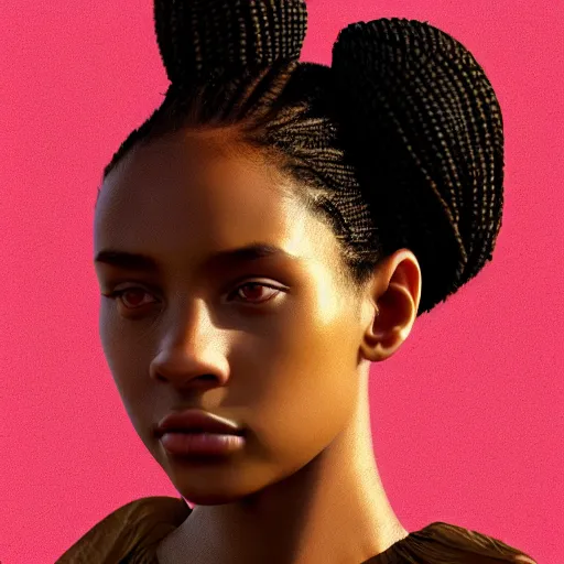 Prompt: a photorealistic hyperrealistic, bright brown eyes, light skinned african young girl, ponytail hair, flawless face, beautiful lips, cute face, black turtle neck shirt, by wlop, artgerm, greg rutwoski, alphonse mucha, beautiful dynamic dramatic low - light moody lighting, cinematic atmosphere, artstation, concept design art, octane render, 8 k