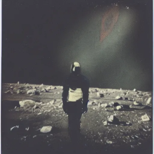 Prompt: Polaroid of a alien encounter with the lost ones if they were in a dark zone you’re not allowed to see this