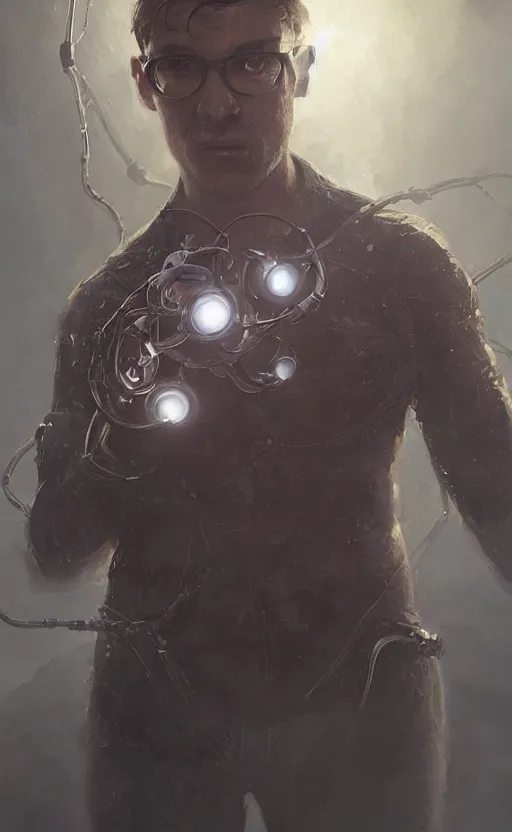 Image similar to Portrait of a Doctor Octopus, male, detailed face, fantasy, highly detailed, cinematic lighting, digital art painting by greg rutkowski