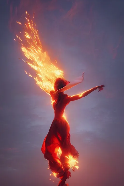 Image similar to fire dancer in the wind by artgem and greg rutkowski, light cone, reimagined by industrial light and magic