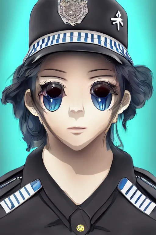 Image similar to police officer, authoritive, dominant, symmetrical, highly detailed, digital art, sharp focus, trending on art station, anime art style