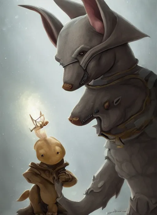 Prompt: cute little anthropomorphic aardvark prince wearing grey hood, tiny, small, miniature animal, baby animal, short, pale black armor, cute and adorable, pretty, beautiful, DnD character art portrait, matte fantasy painting, DeviantArt Artstation, by Jason Felix by Steve Argyle by Tyler Jacobson by Peter Mohrbacher, cinematic lighting