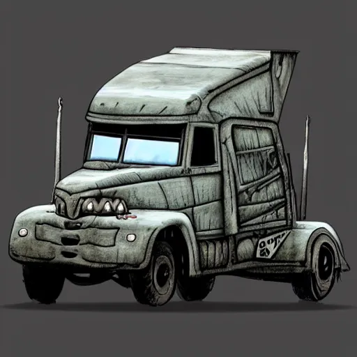 Image similar to rhinoceros as a truck in the style of mad max