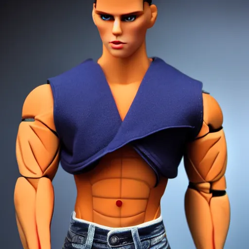 Image similar to muscular buff life sized ken doll also as a male android