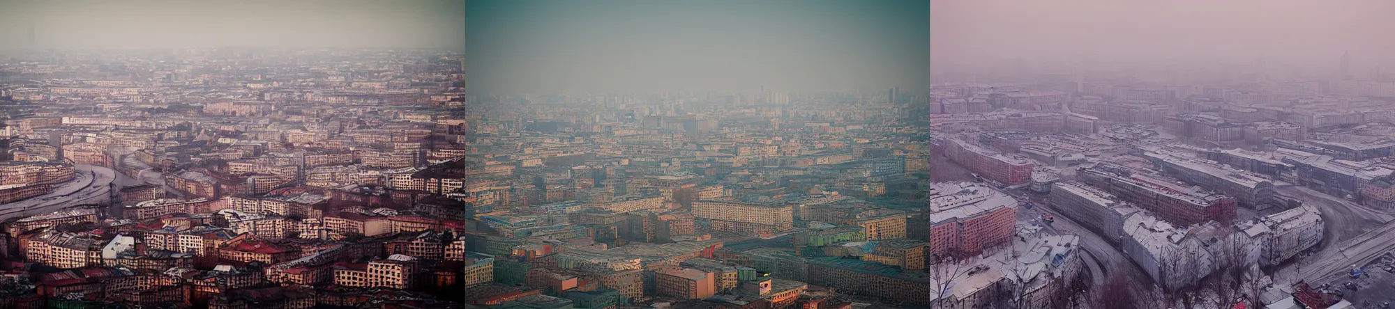 Prompt: smog over the typical Russian city, Photography, Cinematic, Photojournalism, Photorealistic