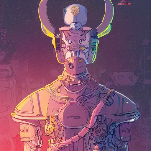 Prompt: prince robot from saga by Feng Zhu and Loish and Laurie Greasley, Victo Ngai, Andreas Rocha, John Harris