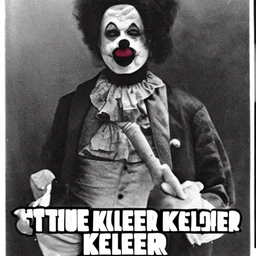 Image similar to rare photo of clown killer 1 8 5 6