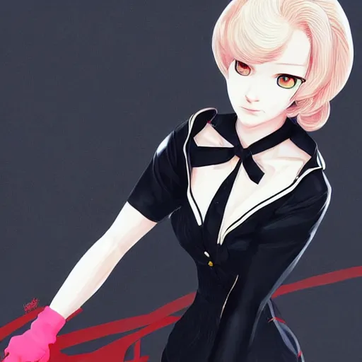 Image similar to Ann Takamaki from Persona 5, elegant, 2d, ultra highly detailed, digital painting, smooth, sharp focus, artstation, portrait art by Ilya Kuvshinov