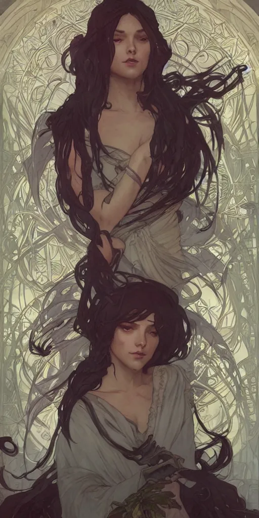 Image similar to soul stealer, game concept by Artgerm and greg rutkowski and alphonse mucha