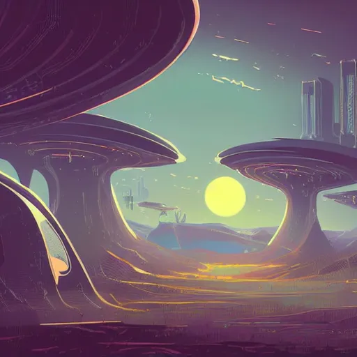 Image similar to beautiful happy picturesque charming organic utopian futuristic sci - fi town integrated in nature. beautiful light. grainy and rough. soft colour scheme. beautiful artistic vector graphic design art by lurid. ( 2 0 2 2 )