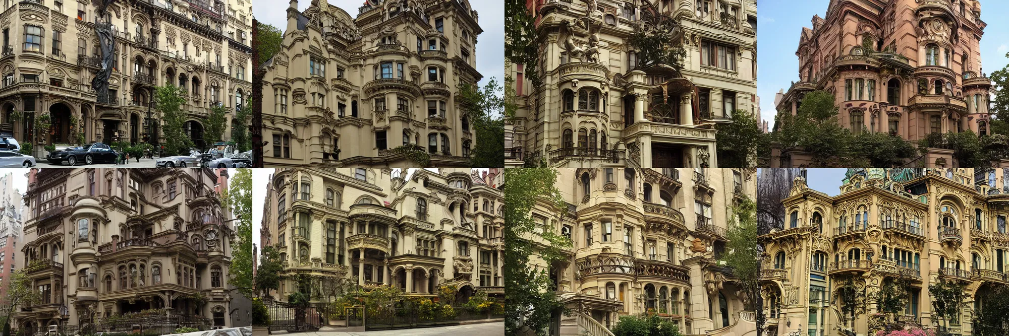 Prompt: alphonse mucha personal dream mansion in New York City