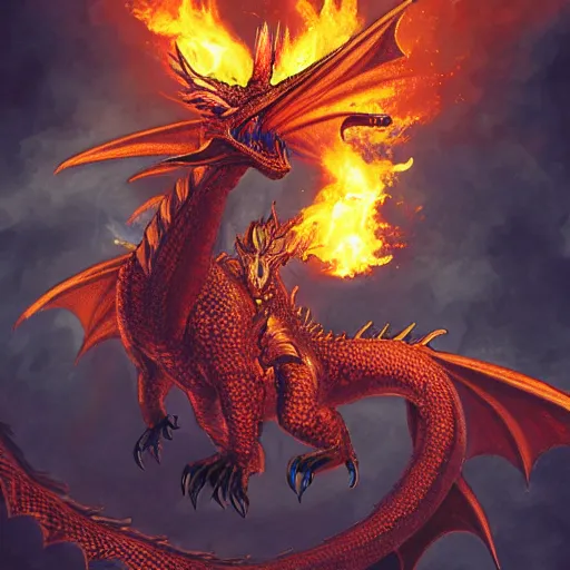 Prompt: A fire breathing dragon