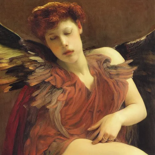 Image similar to a portrait of The Fallen Angel in the style Alexandre Cabanel