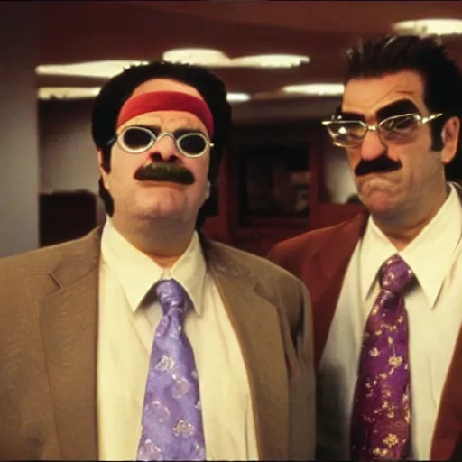 Prompt: Wario and Waluigi in The Sopranos, film still