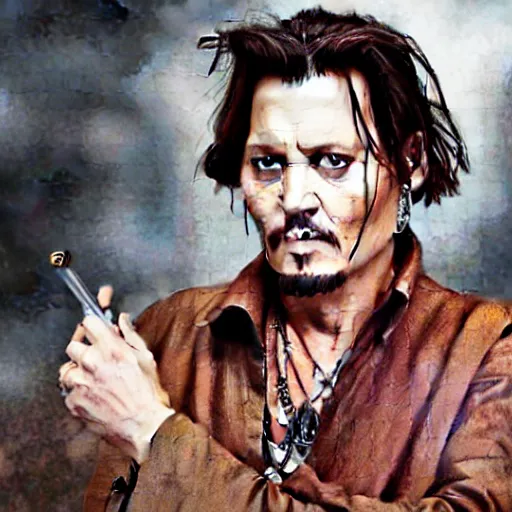 Image similar to Johnny Depp as a Jedi Master