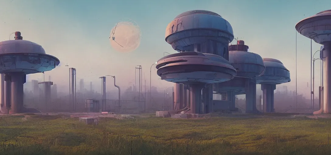 Prompt: futuristic abandoned solarpunk power station, sci - fi, digital art by beeple and simon stalenhag