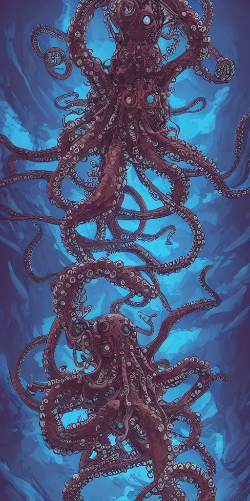 Image similar to robotic octopus, style of james jean and laurie greasley and greg rutkowski, dynamic composition, dramatic lighting, hyper - realistic, ultra detailed, 8 k