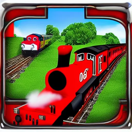 Prompt: red thomas the train going fast