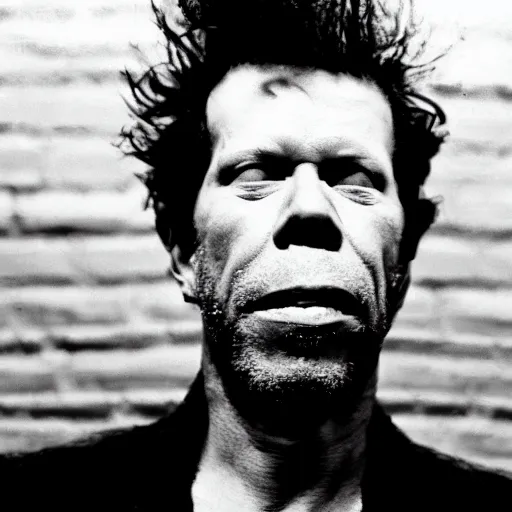 Image similar to tom waits crawling on the ceiling like he is possessed by a demon