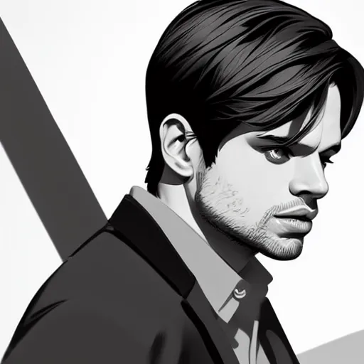 Image similar to sebastian stan. clean cel shaded vector art. shutterstock. behance hd by lois van baarle, artgerm, helen huang, by makoto shinkai and ilya kuvshinov, rossdraws, illustration, art by ilya kuvshinov