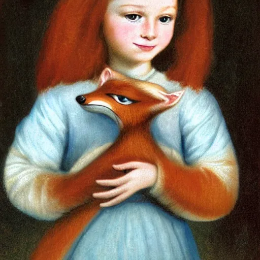 Image similar to a young girl with a fox head