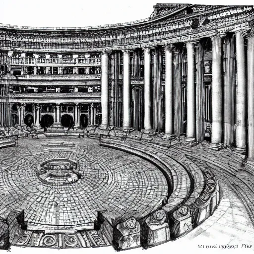 Prompt: pencil illustration of the roman empire