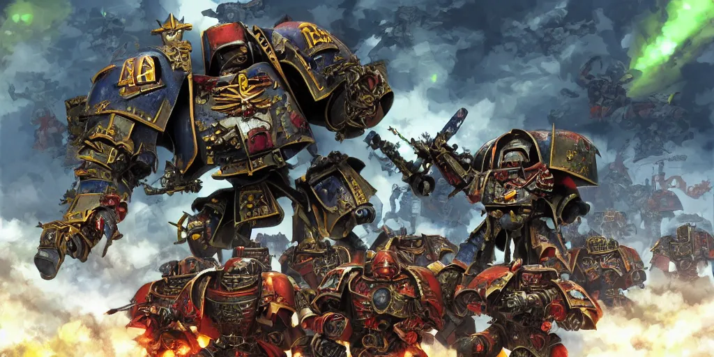 Image similar to warhammer 40,000 battle, digital art