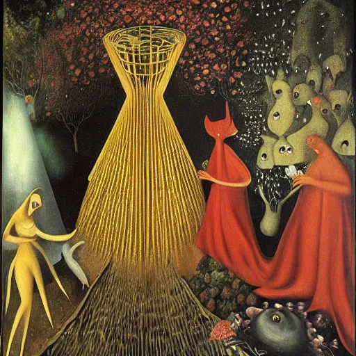 Prompt: the garden of earthly delights by remedios varo