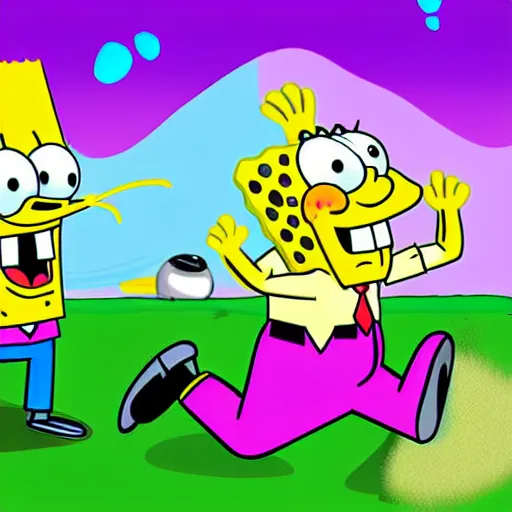 Image similar to spongebob playing golf, cartoon