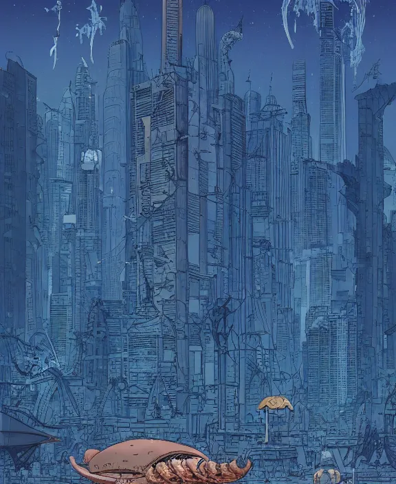 Prompt: simplicity, city skyline made out of sea slugs, in the style of a spaceship, skeletons, partly cloudy, spooky, dramatic lighting, by geof darrow, bill sienkiewicz, dan mumford, yusuke murata, makoto shinkai, ross tran, cinematic, unreal engine, cel shaded, featured on artstation, pixiv