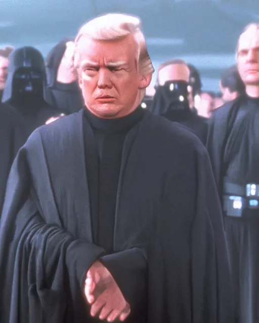 Prompt: Donald Trump as Sheev Palpatine in Star wars (1980) cinemascope and technicolor