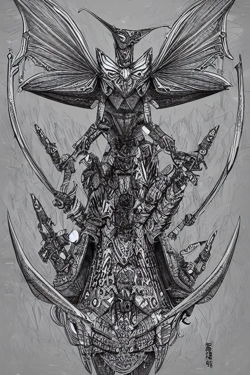 Image similar to armoured warrior hummingbird monster, symmetrical, highly detailed, digital art, hummingbird themed armour, sharp focus, trending on art station, kentaro miura manga art style