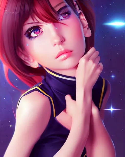 Image similar to portrait anime space cadet girl cute - fine - face, pretty face, realistic shaded perfect face, fine details. anime. realistic shaded lighting by ilya kuvshinov giuseppe dangelico pino and michael garmash and rob rey, iamag premiere, aaaa achievement collection, elegant, fabulous, eyes open in wonder