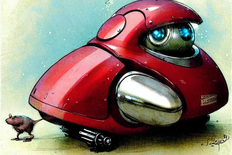 Image similar to explorer ( ( ( ( ( 1 9 5 0 s retro future robot android fat mouse wagon. muted colors. ) ) ) ) ) by jean baptiste monge!!!!!!!!!!!!!!!!!!!!!!!!! chrome red