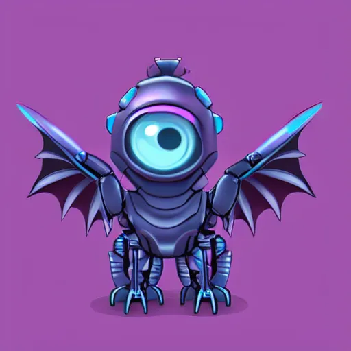 Image similar to Very cute robotic purple dragon, 2d minimalism, digital art