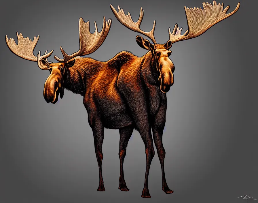 Prompt: moose in abstract illusionism, digital painting, trending on artstation, sharp focus, 4 k