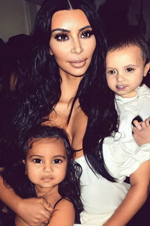 Image similar to kim kardashian as the madonna with child, trending on instagram