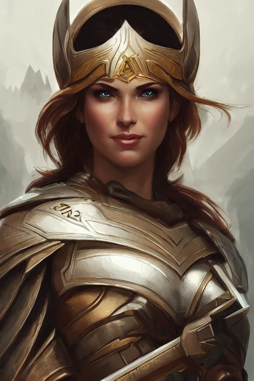 Image similar to amazon valkyrie athena, d & d, fantasy, portrait, highly detailed, headshot, digital painting, trending on artstation, concept art, sharp focus, illustration, art by artgerm and greg rutkowski and magali villeneuve