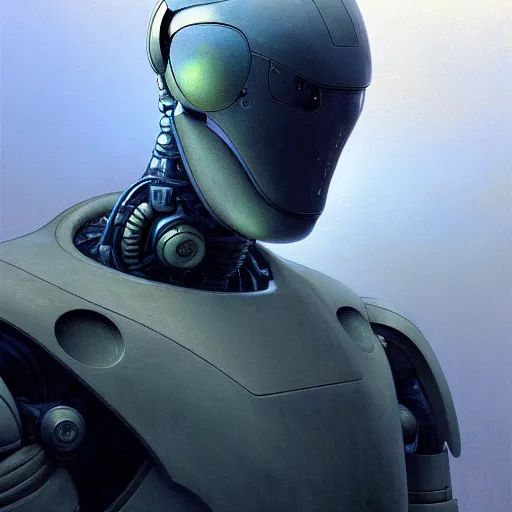 Image similar to a hyper - realistic character concept art portrait of a robotic suit, depth of field background, artstation, award - winning realistic sci - fi concept art by jim burns and greg rutkowski, beksinski, a realism masterpiece, flesh - tone color palette, james gilleard, bruegel, alphonse mucha, and yoshitaka amano.