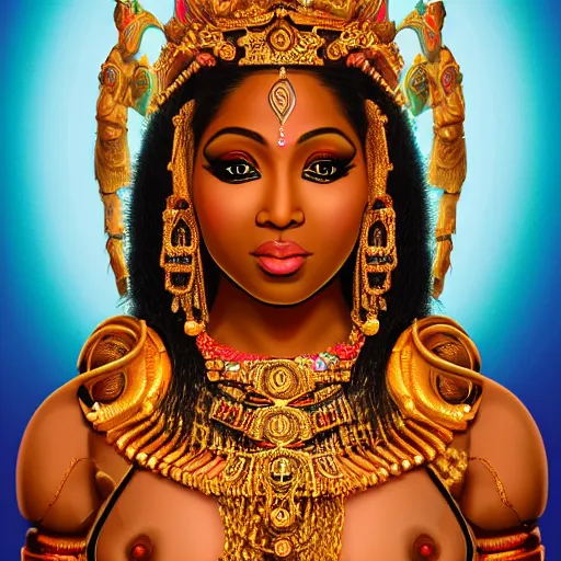 Prompt: nicki minaj as a fertility goddess, hinduism, statue, ultra realistic, intricate, epic lighting, futuristic, 8 k resolution