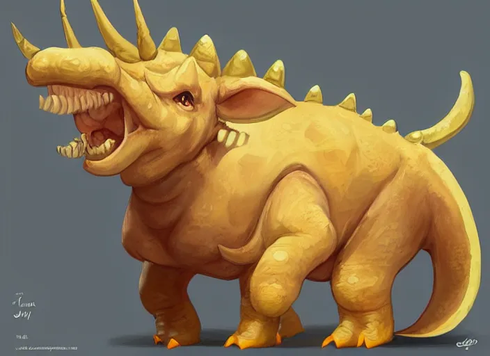 Image similar to character design for a cute triceratops made by cookies for kids game, oil painting by jama jurabaev, extremely detailed, brush hard, artstation, for aaa game, high quality, brush stroke