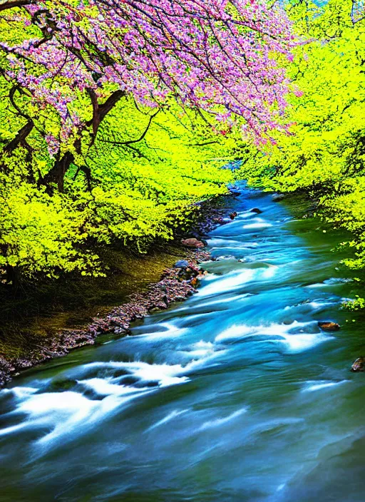 Image similar to beautiful spring season photography trees and river award winning cinematography