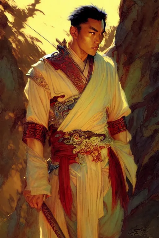 Image similar to wuxia, male, character design, colorful, painting by gaston bussiere, craig mullins, j. c. leyendecker, tom of finland