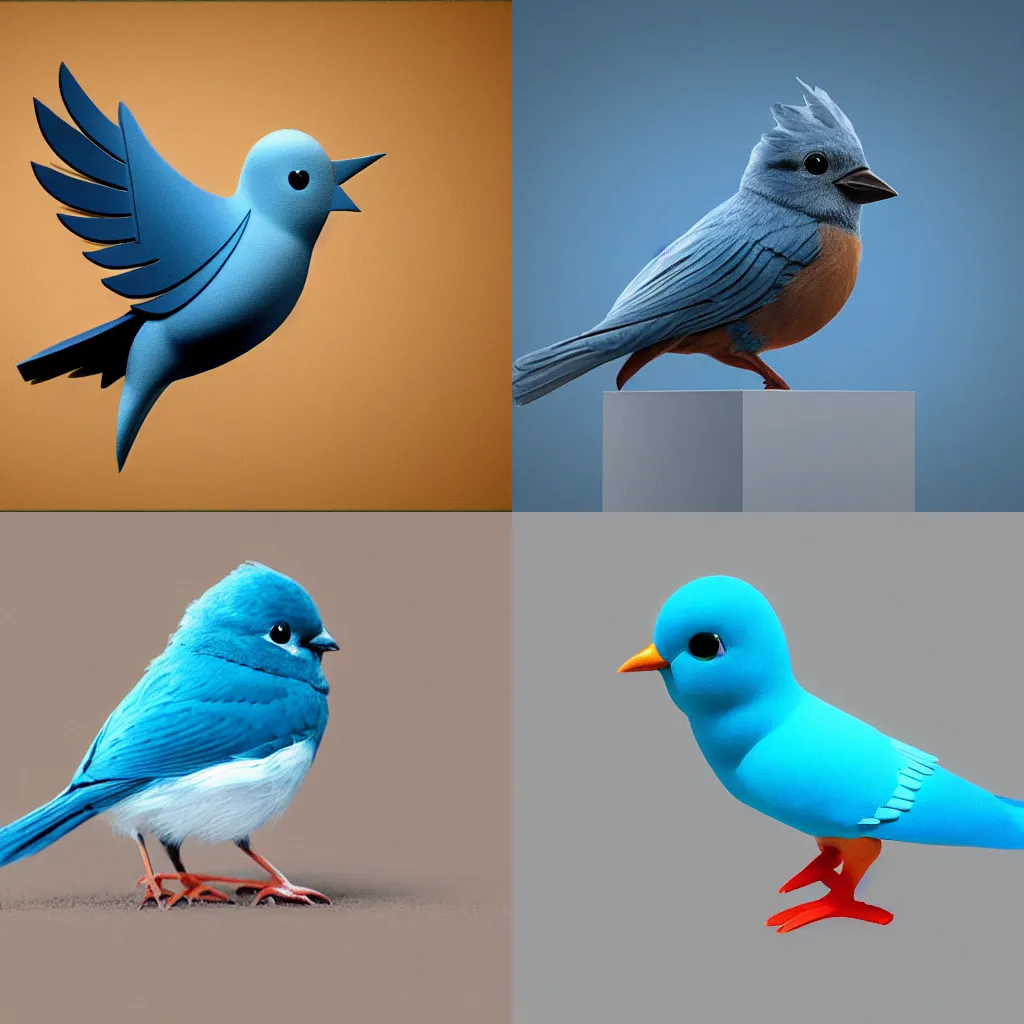 Prompt: Award Winning Photo Of The Twitter Bird As An Actual Bird, 4K, Photorealistic