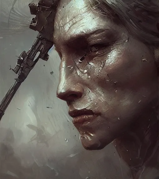 Image similar to war, realistic face, in the style of greg rutkowski, fantasy, amazing detail, epic, intricate, elegant, smooth, sharp focus