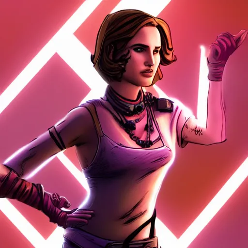 Image similar to young natalie portman portrait, borderlands, tales from the borderlands, the wolf among us, comic, cinematic lighting, studio quality, 8 k