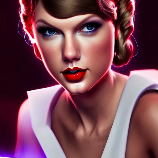 Image similar to Portrait of Taylor Swift as Princess Leia in Star Wars, professional digital painting, smooth, sharp focus, Unreal Engine 5, 8K