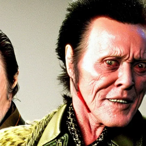 Image similar to How to be a Half-Orc Bard in D&D, by Christopher Walken and Jack Nicholson.