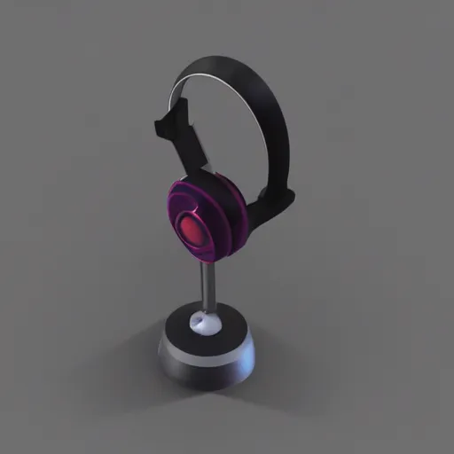 Image similar to headphone stand, futuristic, techno, cyberpunk, product design, 3 d render, 3 d concept, 3 d product render, isometric design, fun, swag